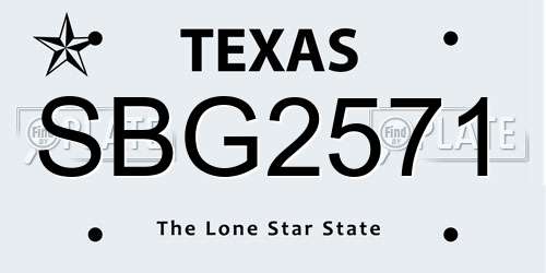 SBG2571 Texas License Plate