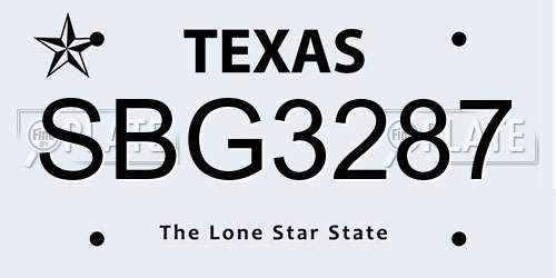 SBG3287 Texas License Plate