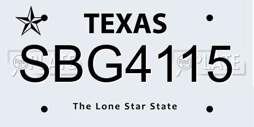 SBG4115 Texas License Plate