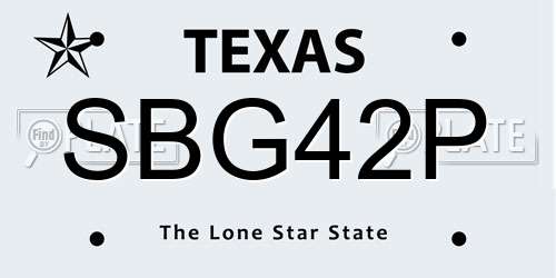 SBG42P Texas License Plate