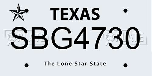 SBG4730 Texas License Plate