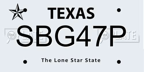 SBG47P Texas License Plate