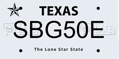 SBG50E Texas License Plate