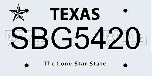 SBG5420 Texas License Plate