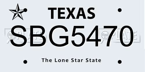 SBG5470 Texas License Plate