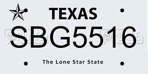 SBG5516 Texas License Plate