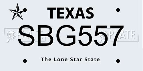 SBG557 Texas License Plate