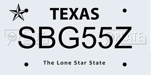 SBG55Z Texas License Plate
