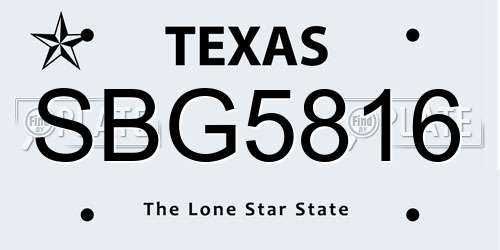 SBG5816 Texas License Plate