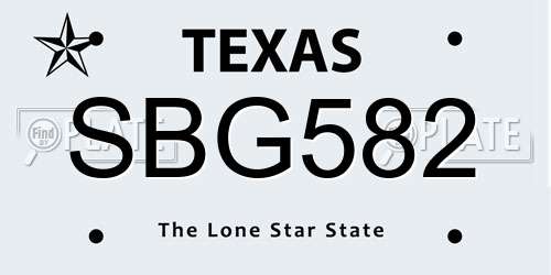 SBG582 Texas License Plate