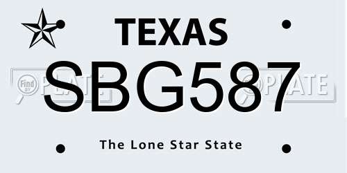 SBG587 Texas License Plate