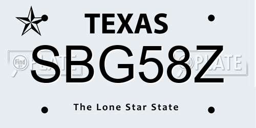 SBG58Z Texas License Plate