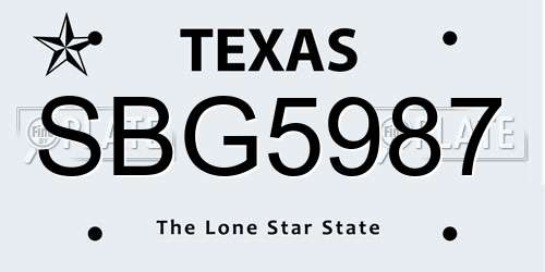 SBG5987 Texas License Plate