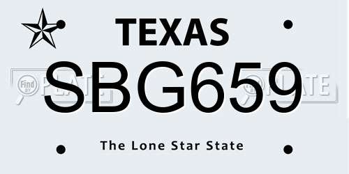 SBG659 Texas License Plate
