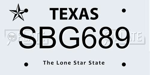 SBG689 Texas License Plate