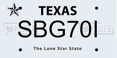 SBG70I Texas License Plate