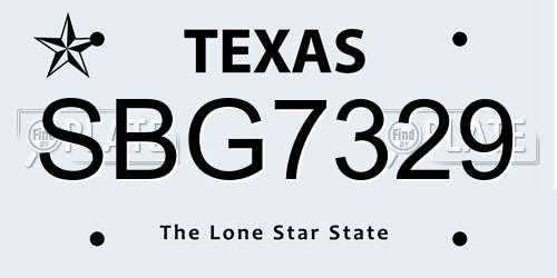 SBG7329 Texas License Plate