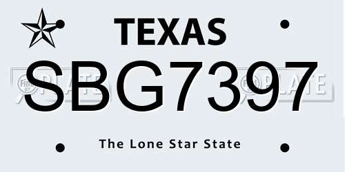 SBG7397 Texas License Plate