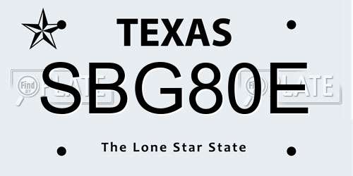 SBG80E Texas License Plate