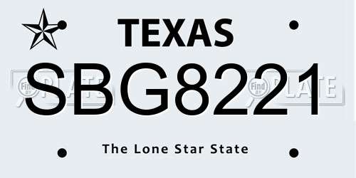 SBG8221 Texas License Plate