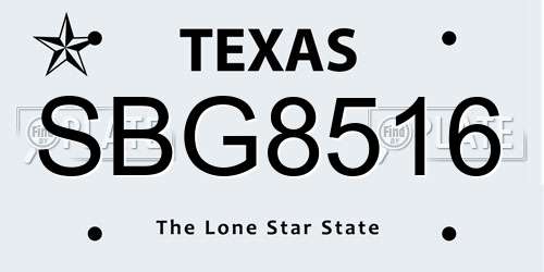 SBG8516 Texas License Plate