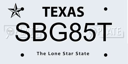SBG85T Texas License Plate