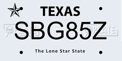 SBG85Z Texas License Plate