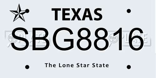 SBG8816 Texas License Plate
