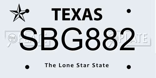 SBG882 Texas License Plate