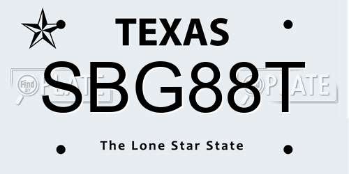 SBG88T Texas License Plate