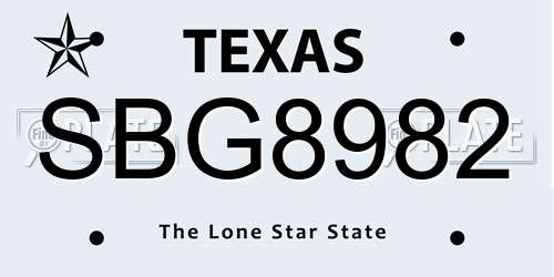 SBG8982 Texas License Plate