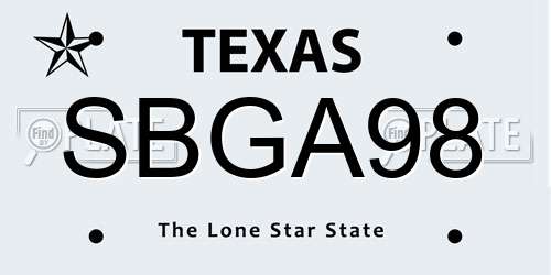 SBGA98 Texas License Plate