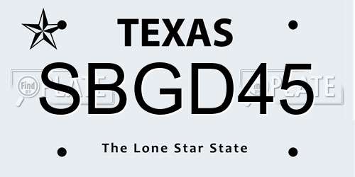 SBGD45 Texas License Plate