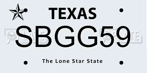 SBGG59 Texas License Plate