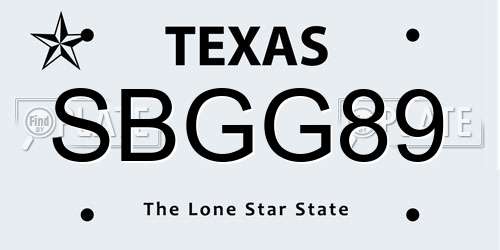 SBGG89 Texas License Plate