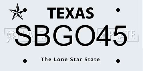 SBGO45 Texas License Plate