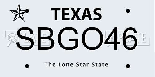 SBGO46 Texas License Plate