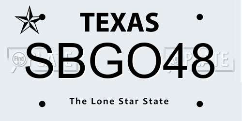 SBGO48 Texas License Plate