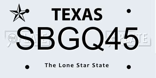 SBGQ45 Texas License Plate