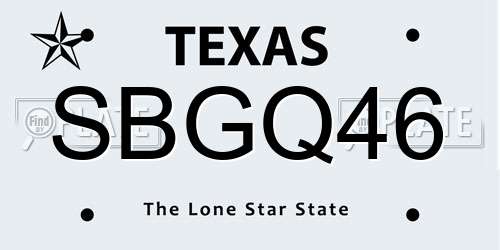 SBGQ46 Texas License Plate