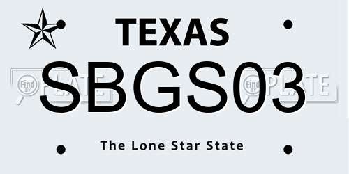SBGS03 Texas License Plate