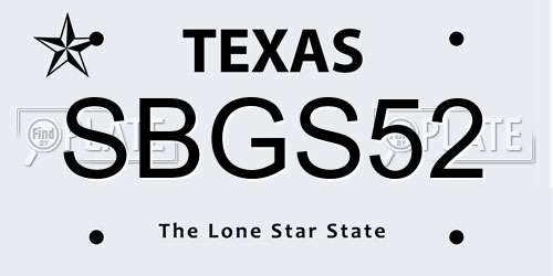 SBGS52 Texas License Plate