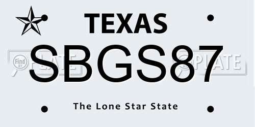 SBGS87 Texas License Plate