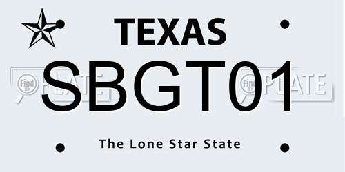 SBGT01 Texas License Plate