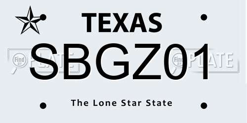 SBGZ01 Texas License Plate