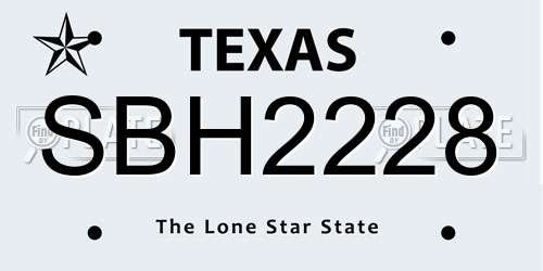 SBH2228 Texas License Plate