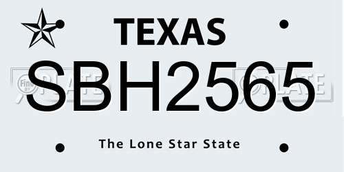 SBH2565 Texas License Plate