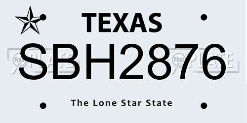 SBH2876 Texas License Plate