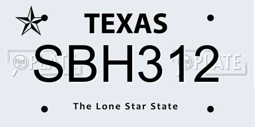 SBH312 Texas License Plate