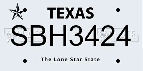 SBH3424 Texas License Plate